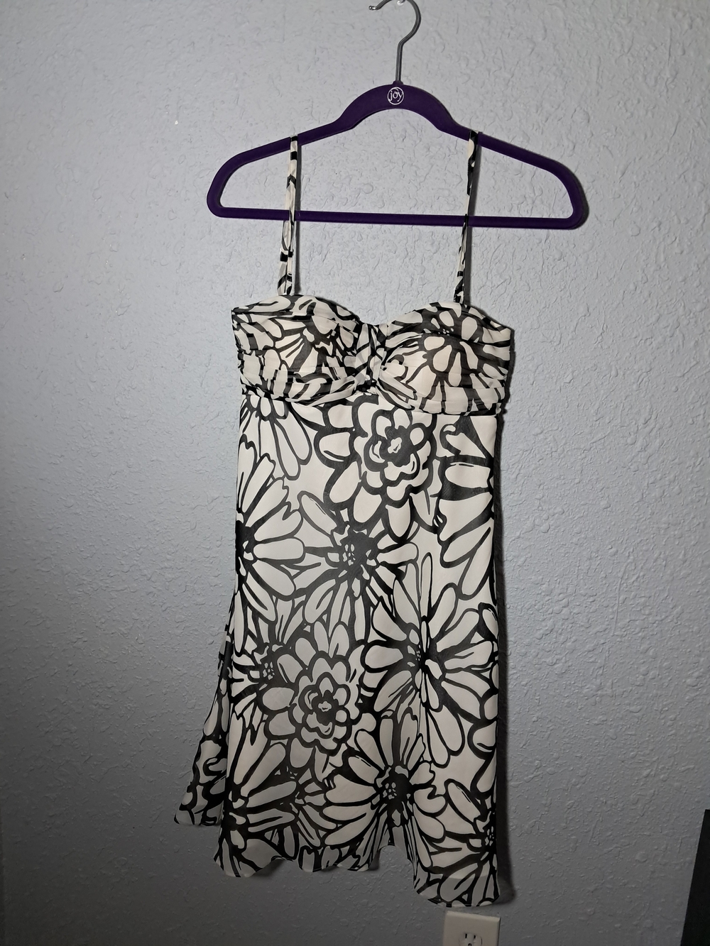 White House Black Market Black and White Floral Strap Dress
